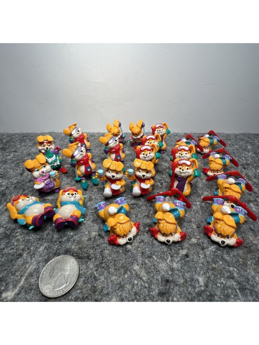 Vintage Kinder Surprise, 23 Ski Bunnies Lot Party Favors Cake Toppers Minatures